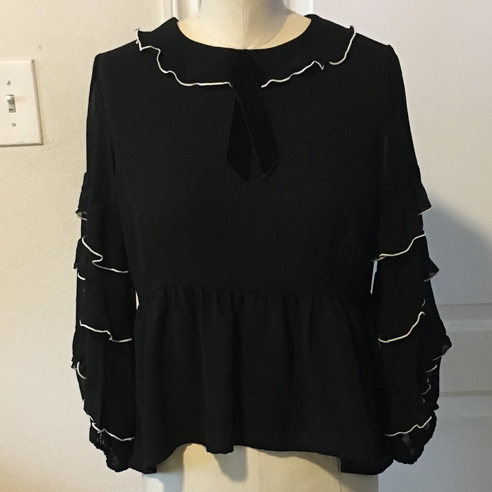 For Love& Lemons Chiffon Ruffle Blouse M